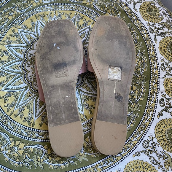 Dolce Vita Hildy Wooden Heeled Slip On Slides Sandals in Blush Pink Suede - Picture 8 of 10